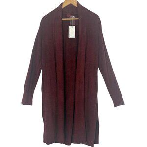 Barefoot Dreams CozyChic Lite Catalina Long Cardigan Garnet Burgundy L NWT Soft